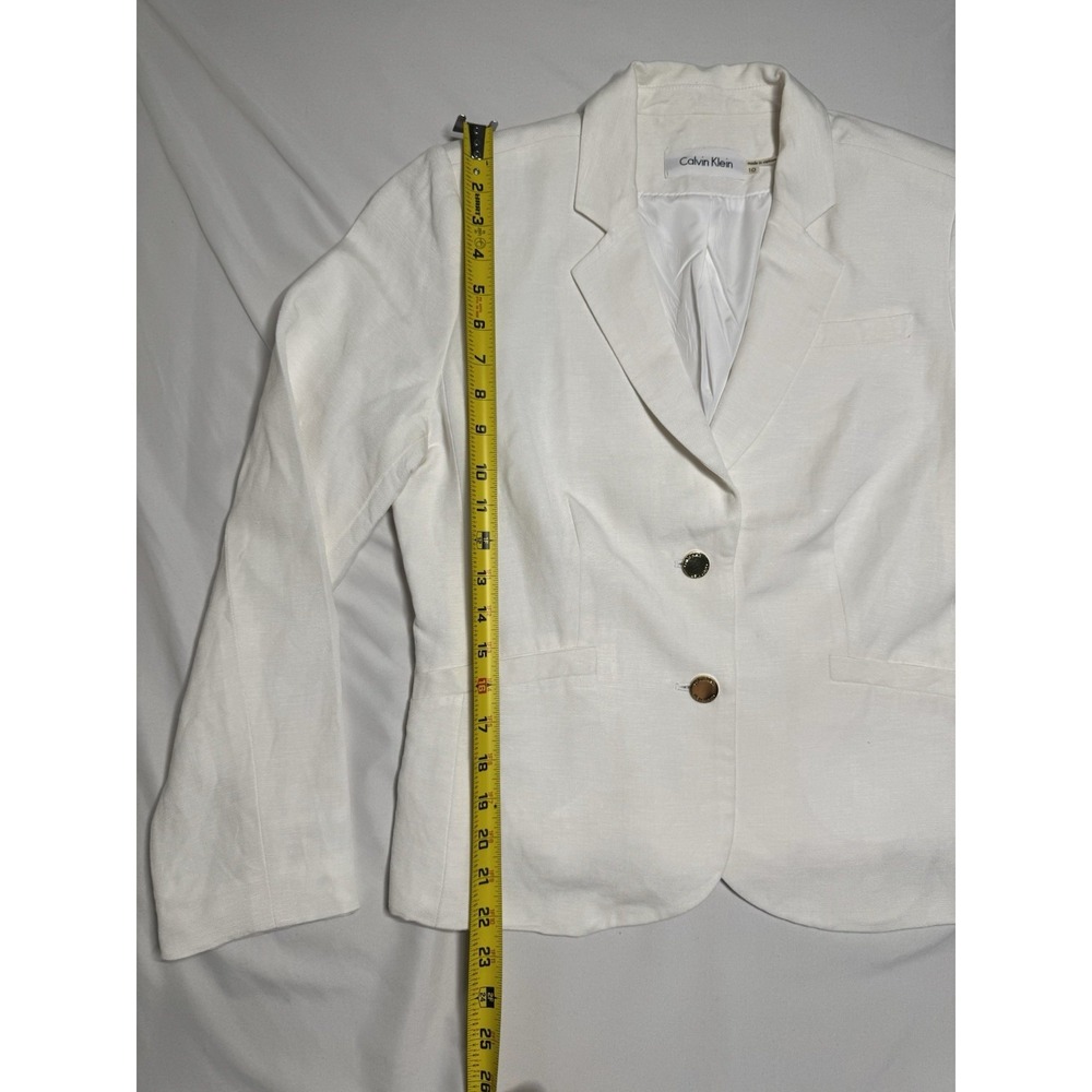 Calvin Klein Linen Blend White 2 Button Blazer Women's Size 10 - Picture 7 of 8